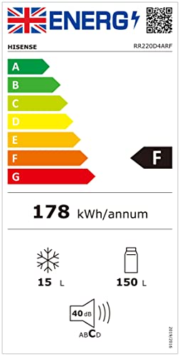 Hisense RR220D4BDE 52cm Retro Fridge, 165L, Auto Defrost, Silver