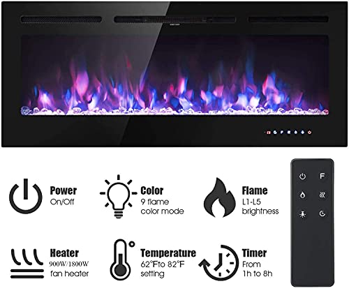 M.C.Haus Electric Fireplace: Touch Screen, Wall Mounted Heater