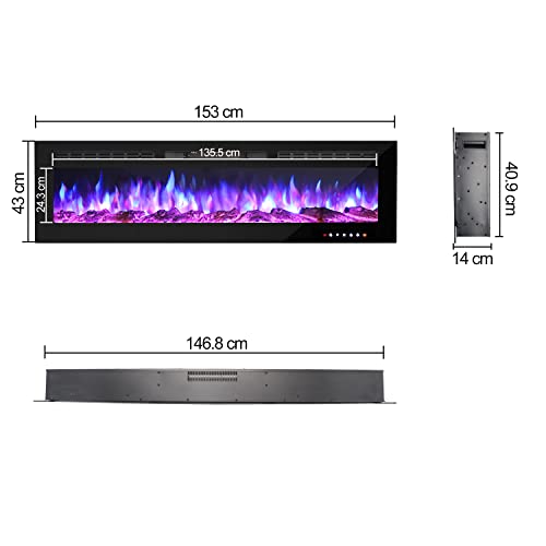 M.C.Haus Electric Fireplace: Touch Screen, Wall Mounted Heater