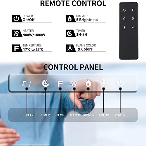 M.C.Haus Electric Fireplace: Touch Screen, Wall Mounted Heater