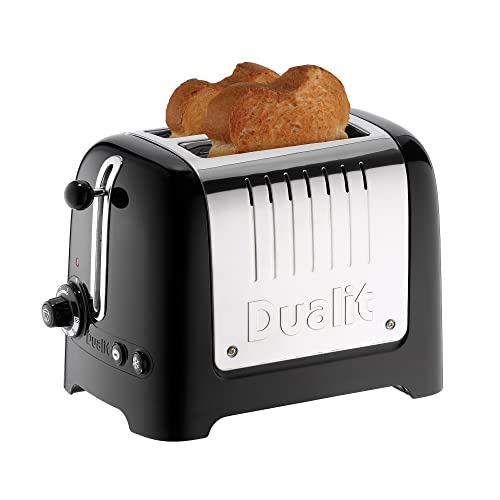 Dualit 2 Slice Lite Toaster, Polished with Black Trim, Bagel & Defrost