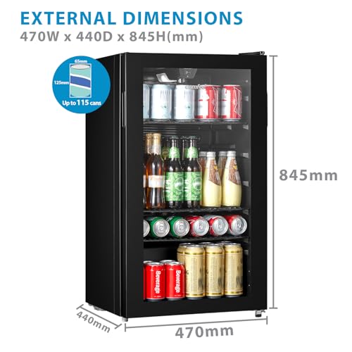 COMFEE' RCZ99BG1(E) Drinks Fridge, 93L Capacity, Holds up to 115 Cans