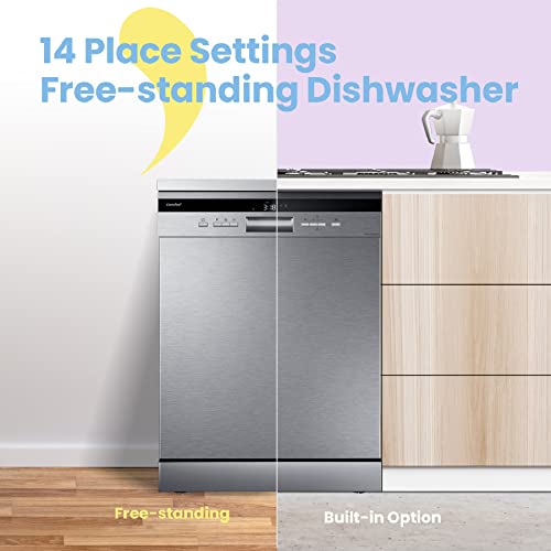 COMFEE' 14 Place Dishwasher, Whisper Quiet 44dB, Stainless Steel