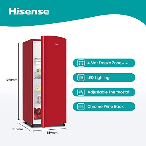 Hisense RR220D4BDE 52cm Retro Fridge, 165L, Auto Defrost, Silver