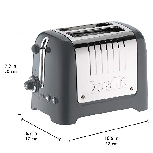 Dualit 2 Slice Lite Toaster, Polished with Black Trim, Bagel & Defrost