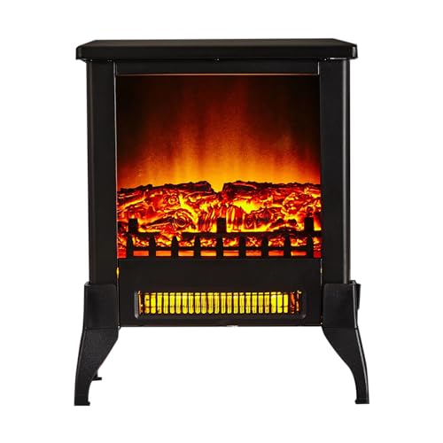 Modern Electric Stove Heater - 2000W LED Flame, Black