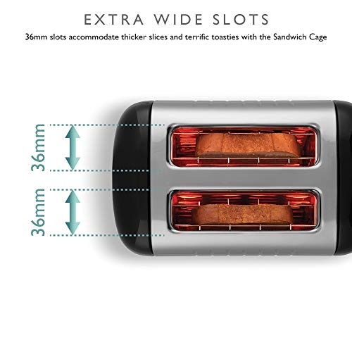 Dualit 2 Slice Lite Toaster, Polished with Black Trim, Bagel & Defrost