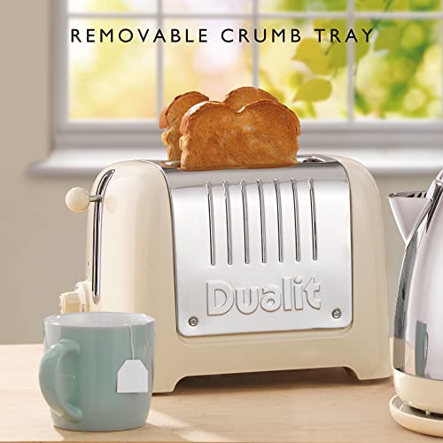 Dualit 2 Slice Lite Toaster, Polished with Black Trim, Bagel & Defrost