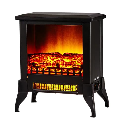 Modern Electric Stove Heater - 2000W LED Flame, Black