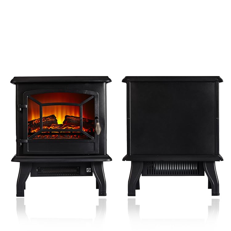 Modern Electric Stove Heater - 2000W LED Flame, Black