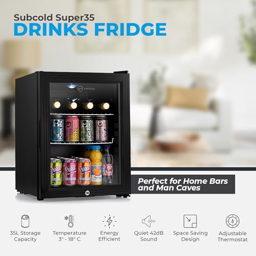 Subcold Super35 LED Mini Fridge - Glass Door, 35L, Black