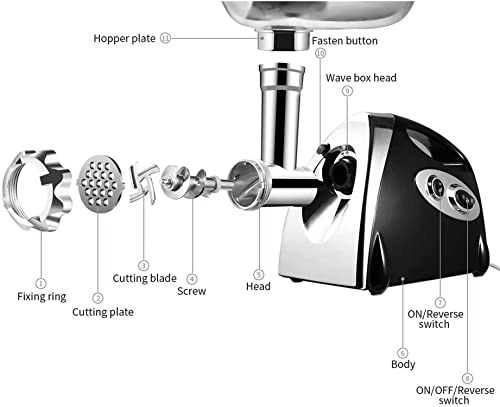 Powerful Electric Meat Grinder - 2800W Copper Motor, Black