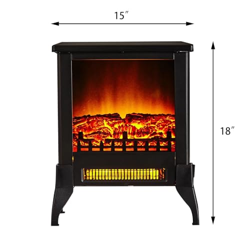 Modern Electric Stove Heater - 2000W LED Flame, Black