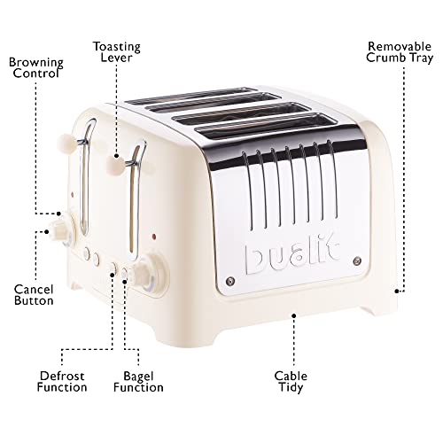 Dualit 2 Slice Lite Toaster, Polished with Black Trim, Bagel & Defrost