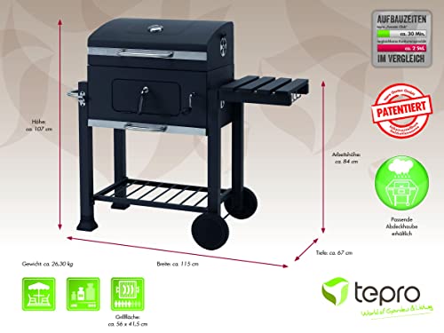 Tepro Toronto Click Charcoal Barbecue - Stainless Steel