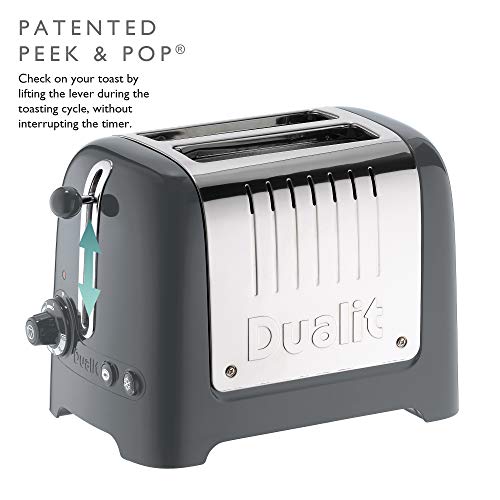 Dualit 2 Slice Lite Toaster, Polished with Black Trim, Bagel & Defrost