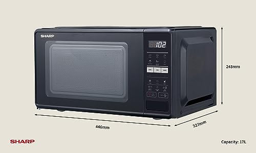 Sharp 17L 700W Black Microwave: 10 Power Levels, Auto Cook, Defrost