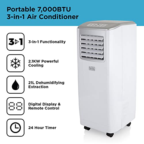 BLACK+DECKER Portable 3-in-1 Air Conditioner | 7000 BTU