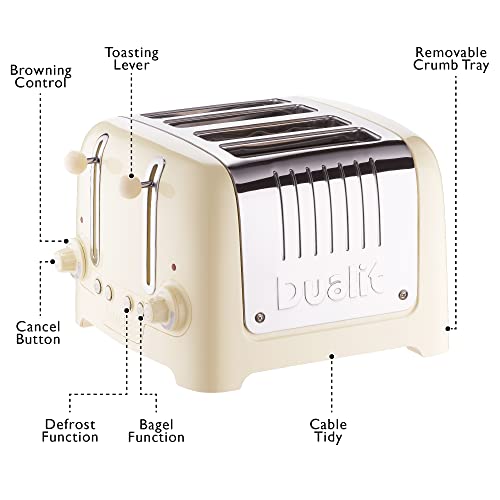 Dualit 2 Slice Lite Toaster, Polished with Black Trim, Bagel & Defrost