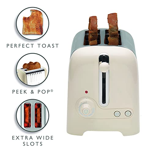 Dualit 2 Slice Lite Toaster, Polished with Black Trim, Bagel & Defrost