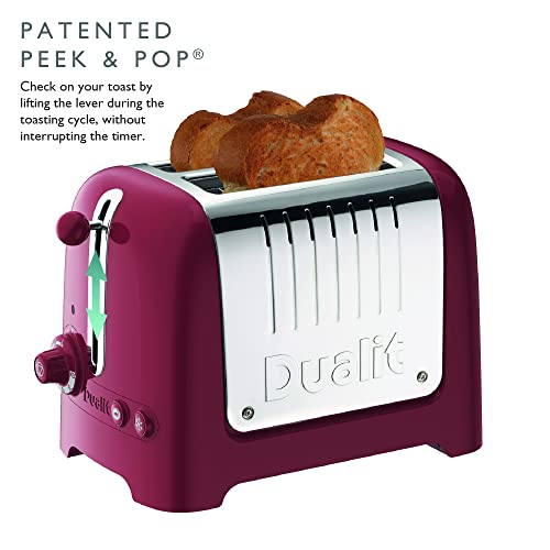 Dualit 2 Slice Lite Toaster, Polished with Black Trim, Bagel & Defrost