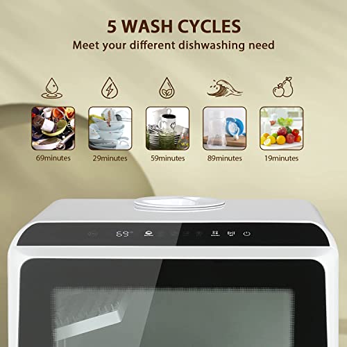 eklipt Table Top Dishwasher - Mini Countertop, 6 Programs