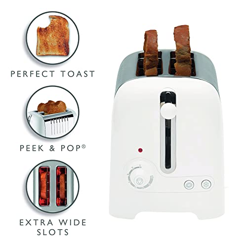 Dualit 2 Slice Lite Toaster, Polished with Black Trim, Bagel & Defrost