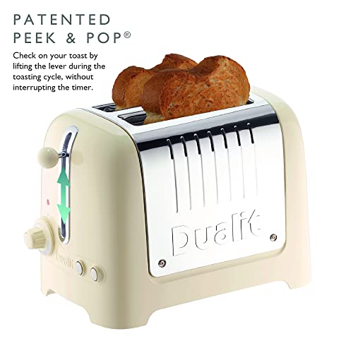 Dualit 2 Slice Lite Toaster, Polished with Black Trim, Bagel & Defrost