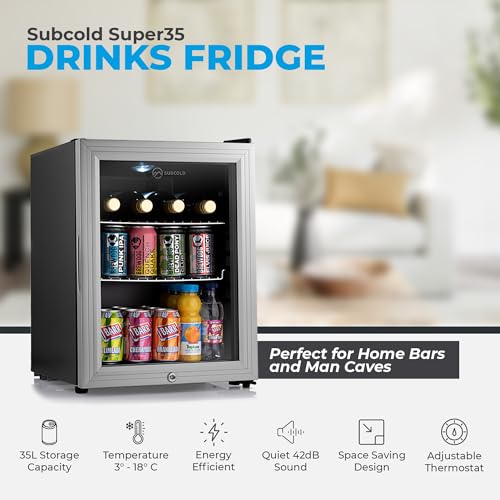 Subcold Super35 LED Mini Fridge - Glass Door, 35L, Black