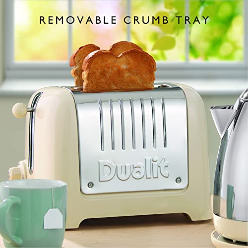 Dualit 2 Slice Lite Toaster, Polished with Black Trim, Bagel & Defrost