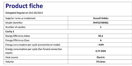Russell Hobbs 70L Electric Built-in Oven: Stainless Steel, 5 Functions
