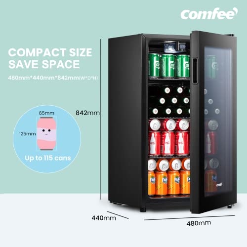 COMFEE' RCZ99BG1(E) Drinks Fridge, 93L Capacity, Holds up to 115 Cans