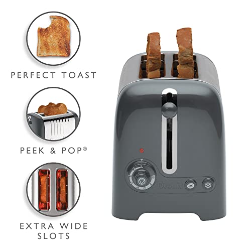 Dualit 2 Slice Lite Toaster, Polished with Black Trim, Bagel & Defrost