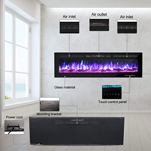 M.C.Haus Electric Fireplace: Touch Screen, Wall Mounted Heater