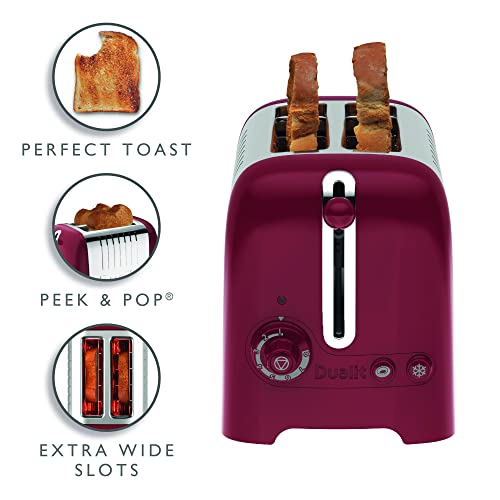 Dualit 2 Slice Lite Toaster, Polished with Black Trim, Bagel & Defrost