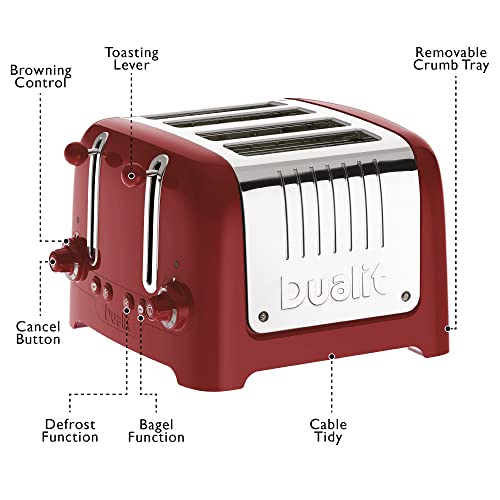 Dualit 2 Slice Lite Toaster, Polished with Black Trim, Bagel & Defrost