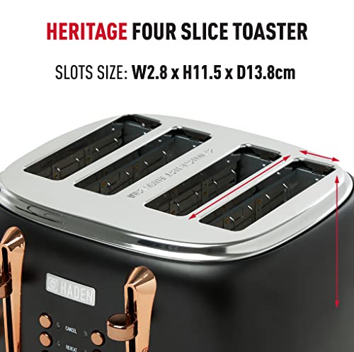 Haden Heritage 4-Slice Toaster, Adjustable Browning, Reheat, Defrost