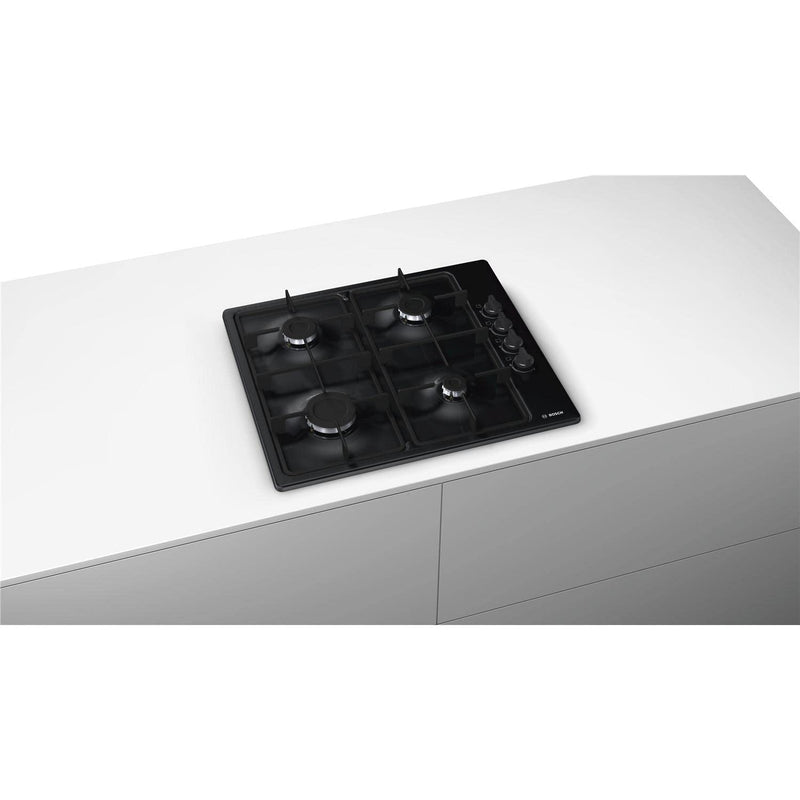 Bosch PBP6B6B60 Gas Hob, 60cm, Black, Serie 2, Built-in