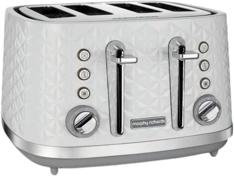 Morphy Richards Vector 4 Slice Toaster, Geometric Design, White