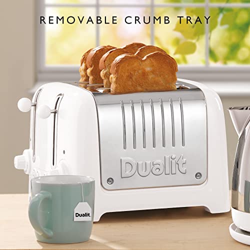 Dualit 2 Slice Lite Toaster, Polished with Black Trim, Bagel & Defrost