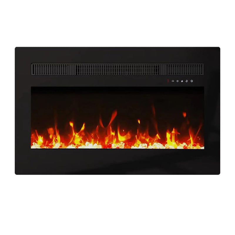 Modern Electric Stove Heater - 2000W LED Flame, Black