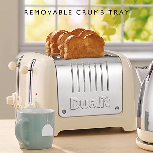 Dualit 2 Slice Lite Toaster, Polished with Black Trim, Bagel & Defrost