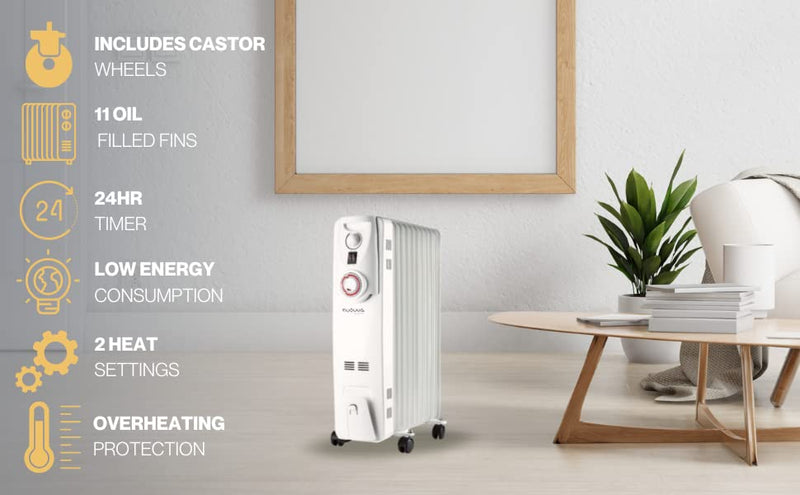 Nuovva 11 Fin 2500W Radiator: Free Standing Electric Heater