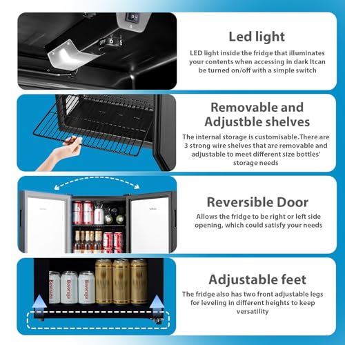 COMFEE' RCZ99BG1(E) Drinks Fridge, 93L Capacity, Holds up to 115 Cans