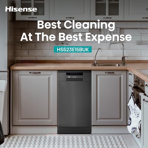 Hisense HS523E15WUK Slimline 10 Places Free Standing Dishwasher White