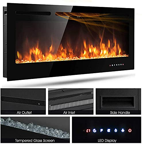 M.C.Haus Electric Fireplace: Touch Screen, Wall Mounted Heater