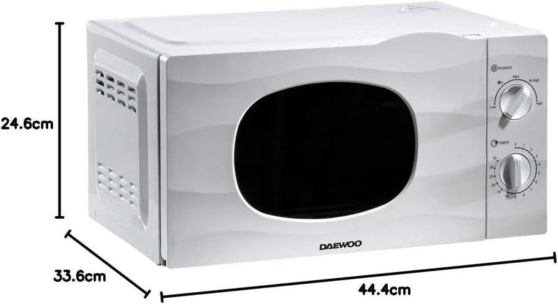 Daewoo 20L 700W Microwave | Auto Defrost, 5 Power Settings, White