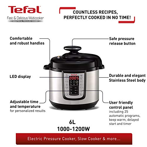 Tefal Turbo Cuisine Electric Pressure Cooker - 10 Programs, 4.8L