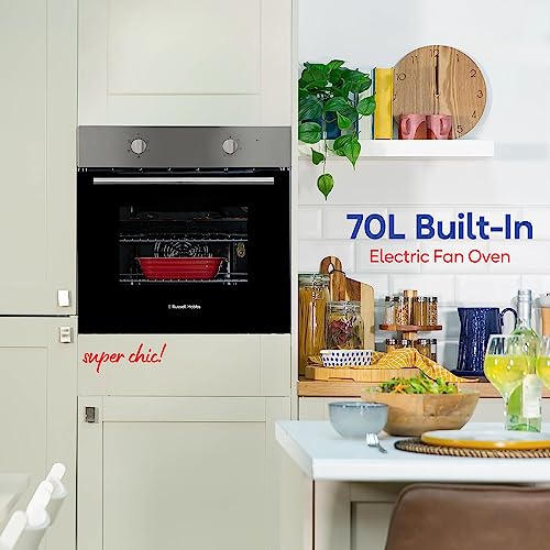 Russell Hobbs 70L Electric Built-in Oven: Stainless Steel, 5 Functions