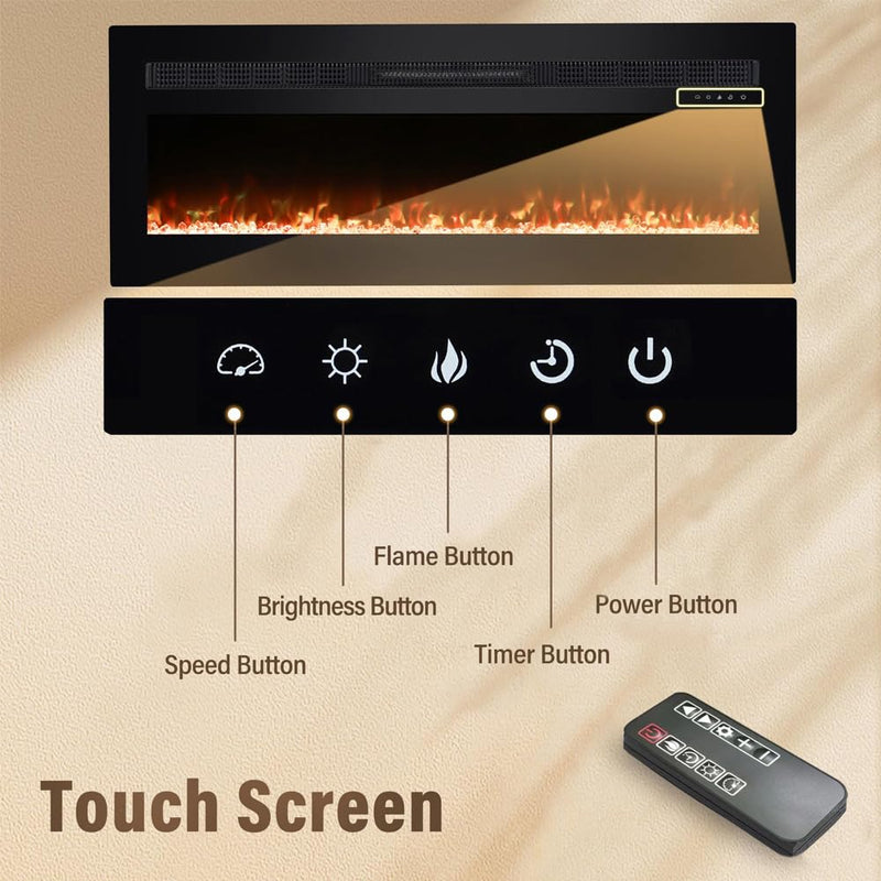 Modern Electric Stove Heater - 2000W LED Flame, Black